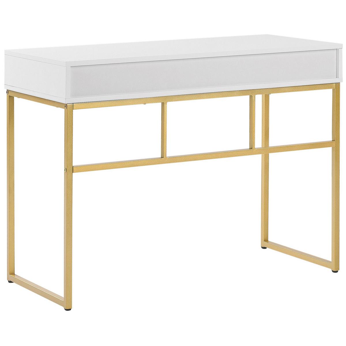 SCHREIBTISCH weiß/gold 100/48/79 cm Daphne - Weiß, Holzwerkstoff (48/100/79cm) - Beliani