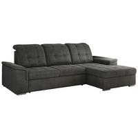 ECKSOFA MADRITO L - Dunkelgrau Velorus - Rechts - Dunkelgrau/Silberfarben, Textil/Metall (256/160cm)