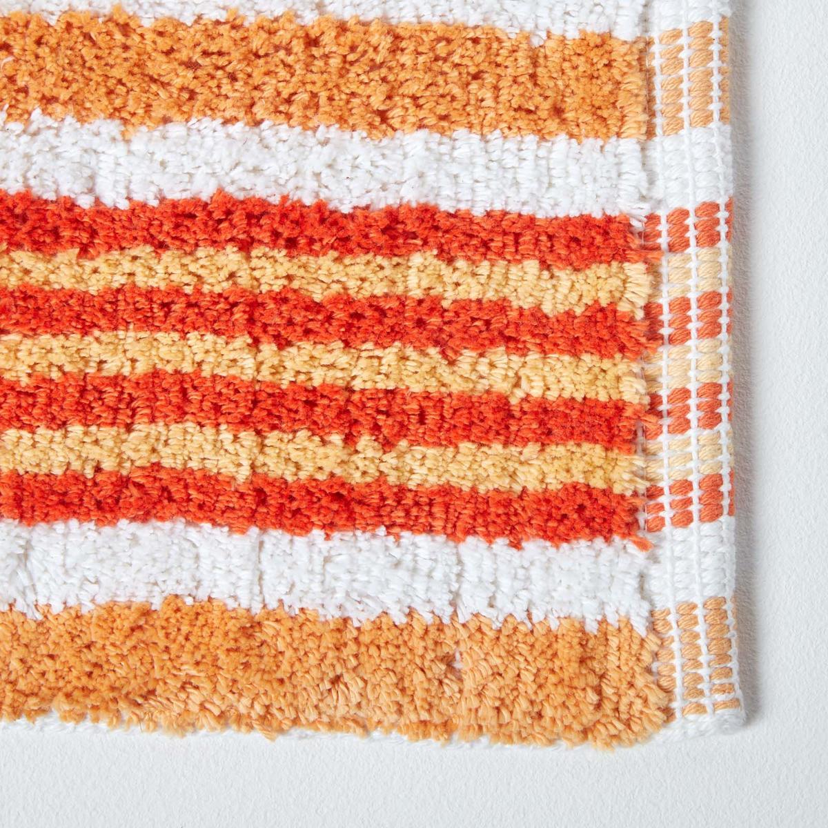 BADEMATTE 40/60 cm gestreift, Baumwolle - Orange, Textil (40/60cm) - Homescapes