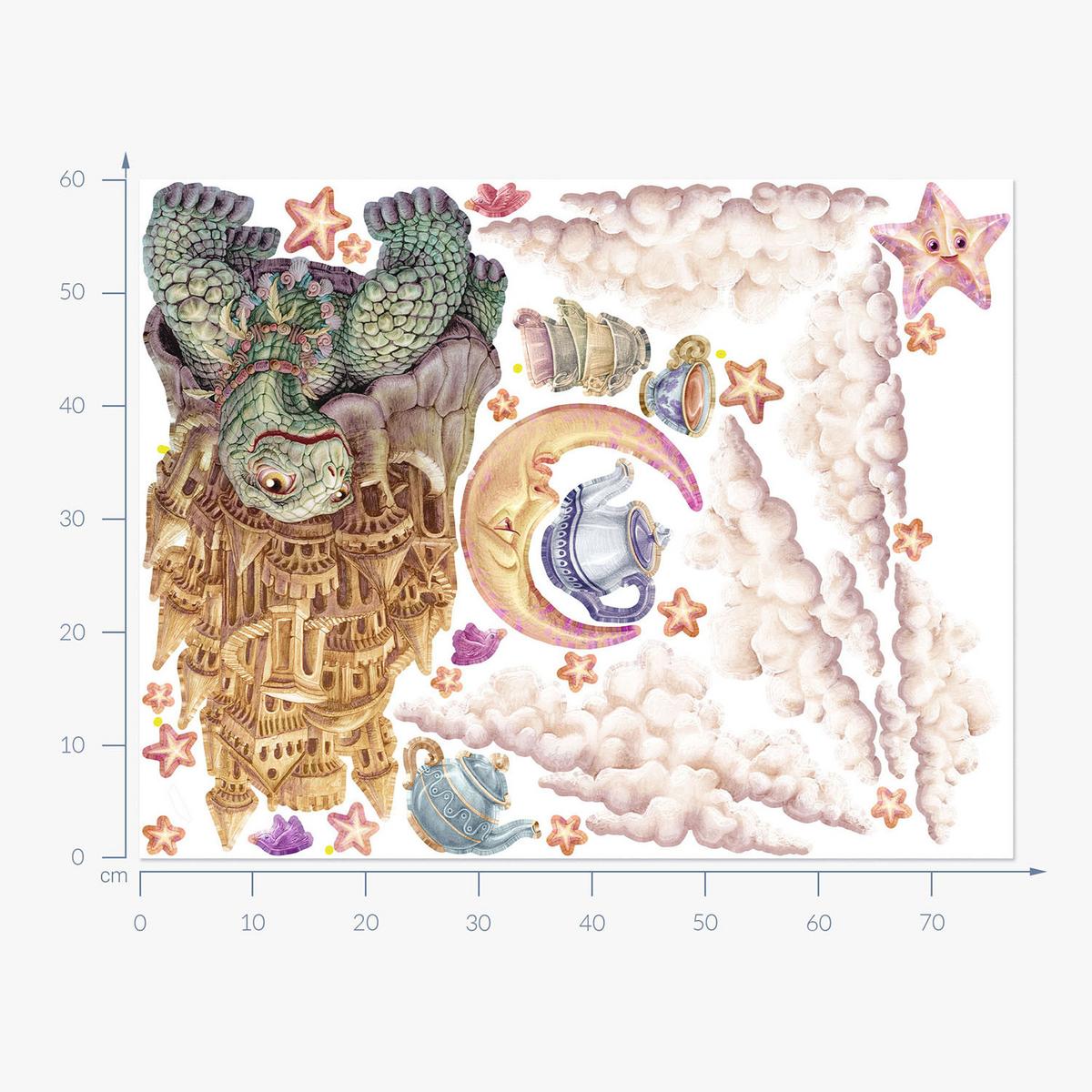 WANDAUFKLEBER 60x77cm - Pastellfarbene Tiere - Multicolor, Kunststoff (60/77/0.1cm) - Wallfluent