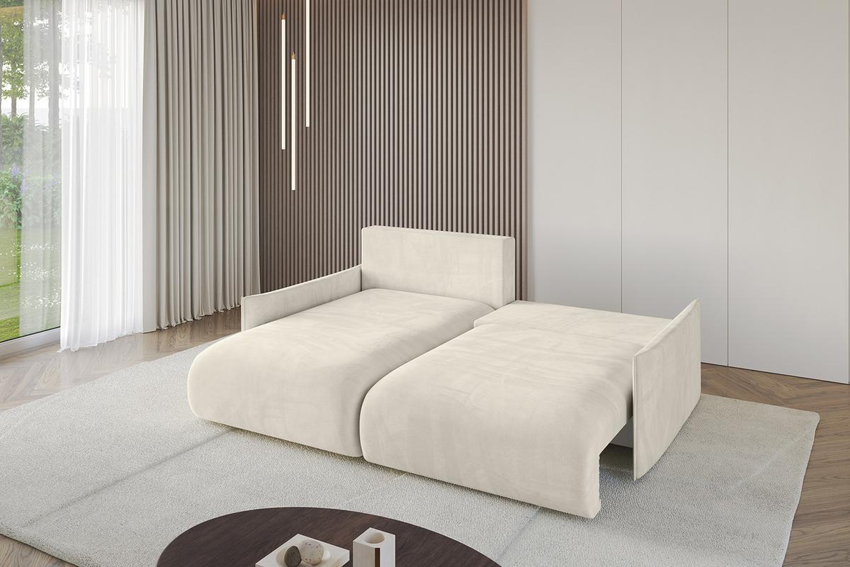 ECKSOFA Ottomane links ONESK-L-v1 216x177x72 Ecru Velours - Ecru, Holzwerkstoff/Kunststoff (216/177cm) - ALTDECOR
