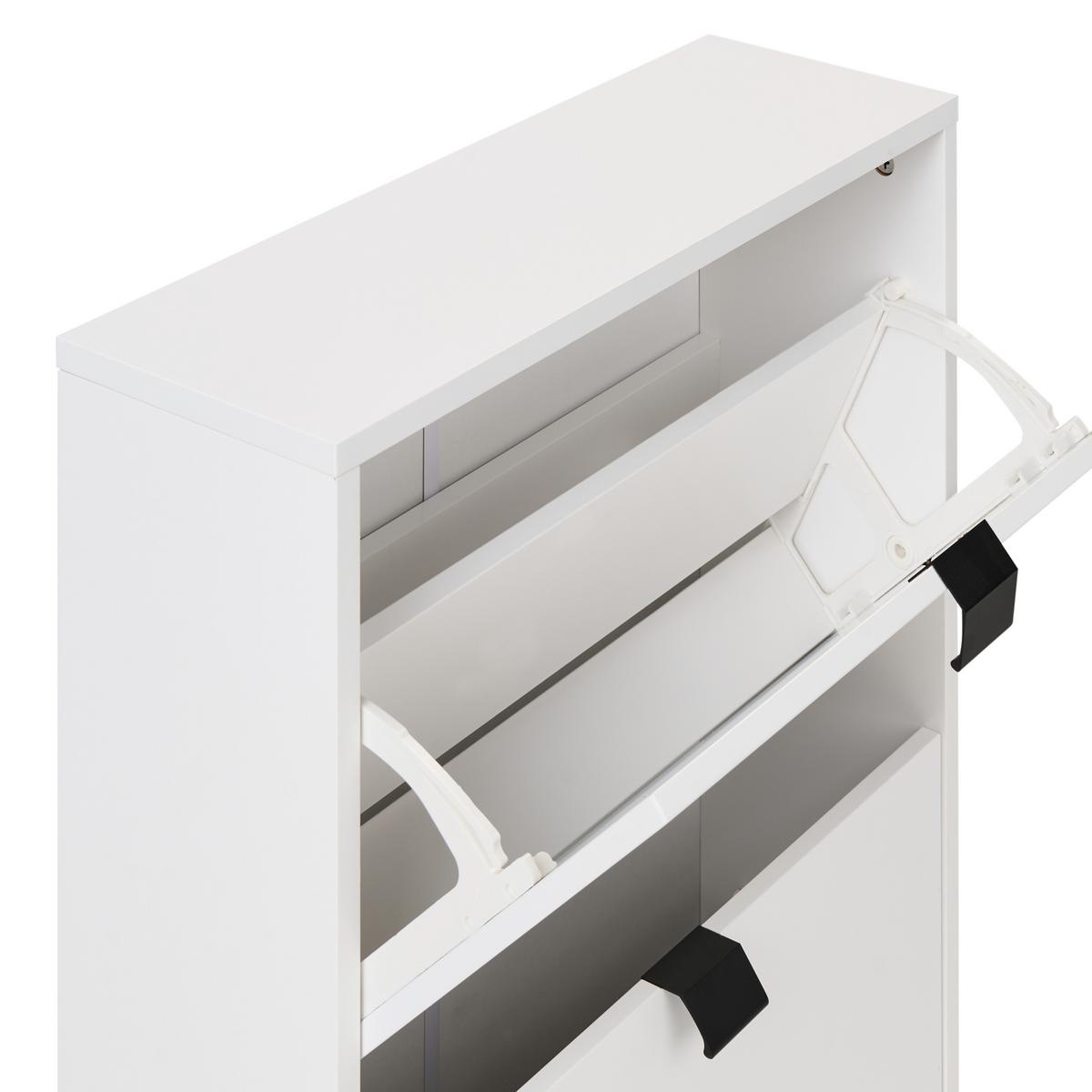 SCHUHSCHRANK Weiß Hobart - Schwarz/Weiß, Holzwerkstoff (53/75/18cm) - Beliani