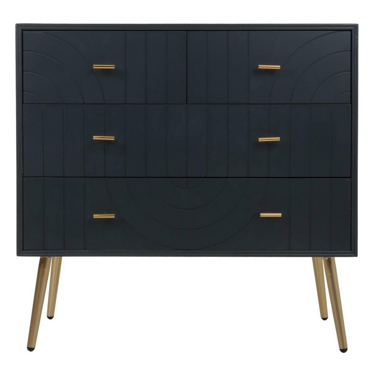 KOMMODE aus Holz und Metall, Schwarz 80x37x78 - Grau, Holzwerkstoff (80/37/78cm) - Wanderlust