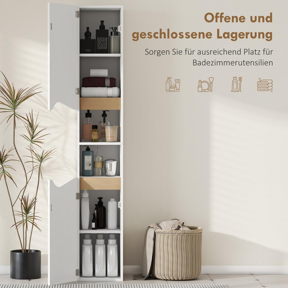 BADEZIMMERSCHRANK Spanplatte Weiß - Weiß, Holzwerkstoff (30/180.5/34.6cm) - HOMCOM