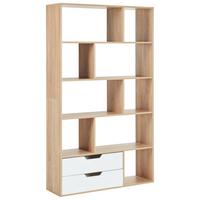 BÜCHERREGAL 185 cm Braun/Weiß Wadena - Braun, Holzwerkstoff (110/185/32cm) - Beliani