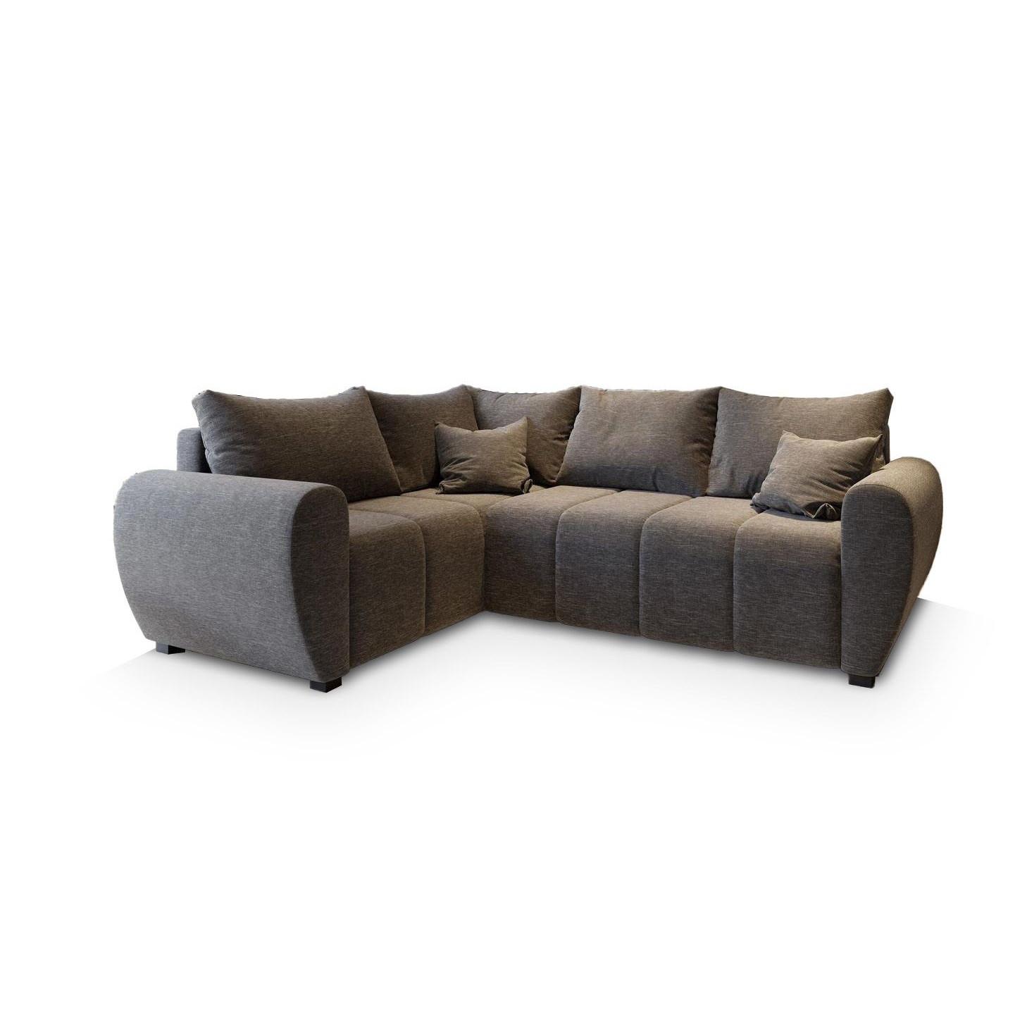 ECKSOFA MADISON L L-S Hellgrau Dünner Stoff mit Schlaffunktion - Hellgrau/Schwarz, Holz/Kunststoff (235/175cm) - MASSENO