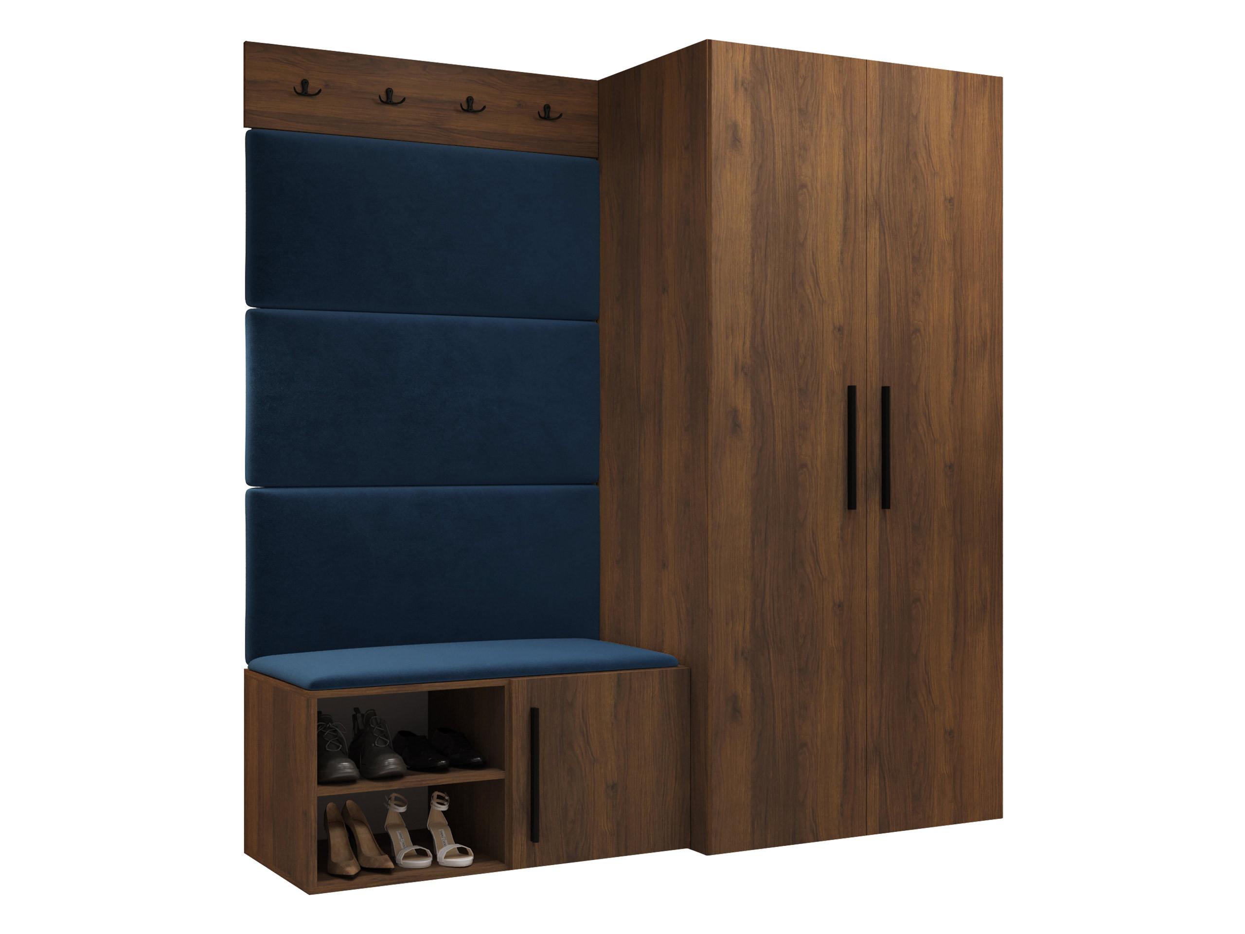 GARDEROBEN-SET Medi I - Blau/Nussbaumfarben, Holzwerkstoff/Kunststoff (80/191/50cm) - MIRJAN24