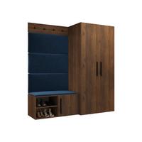 GARDEROBEN-SET Medi I - Blau/Nussbaumfarben, Holzwerkstoff/Kunststoff (80/191/50cm) - MIRJAN24