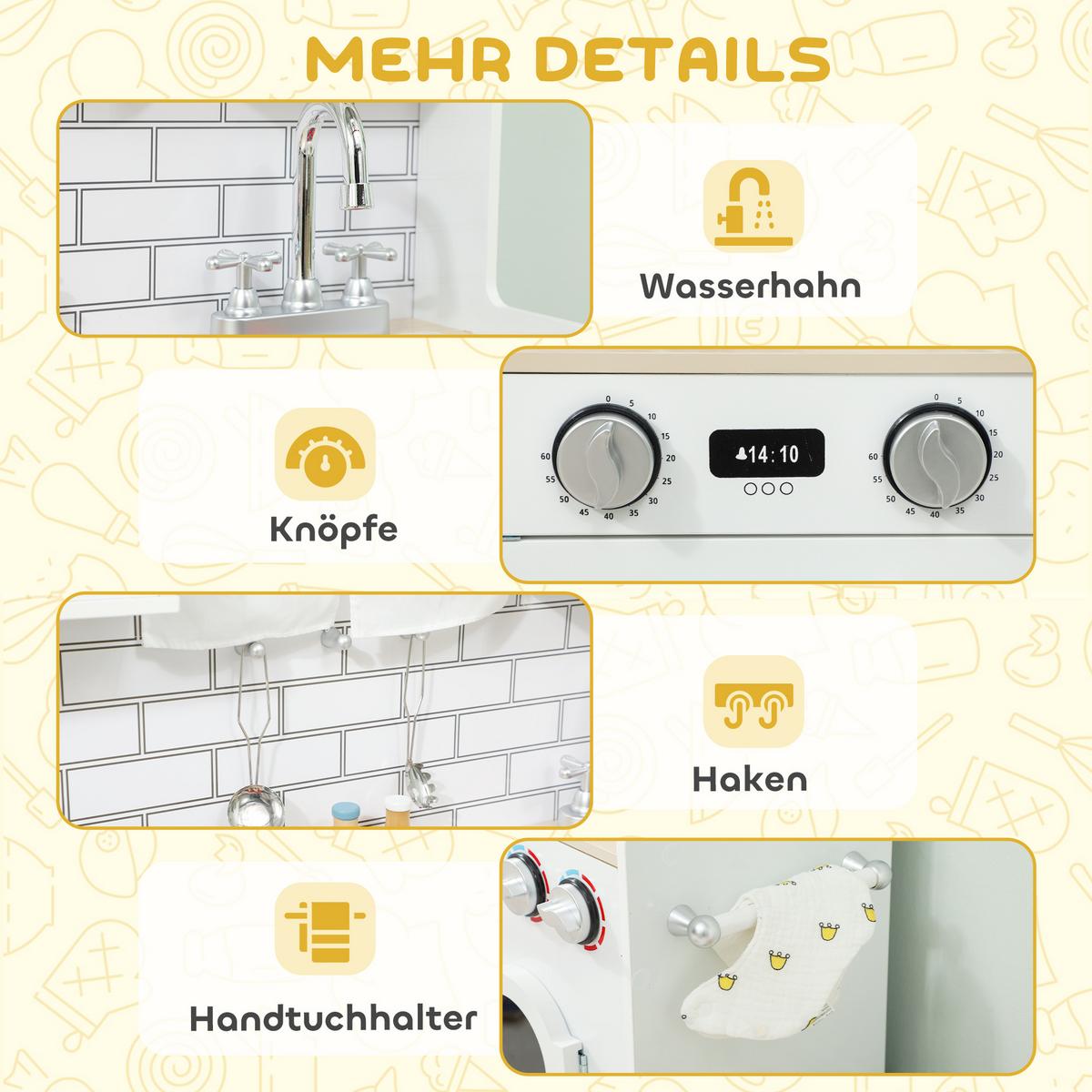SPIELKÜCHE MDF Weiß - Weiß, Holzwerkstoff (24/79.5cm) - AIYAPLAY