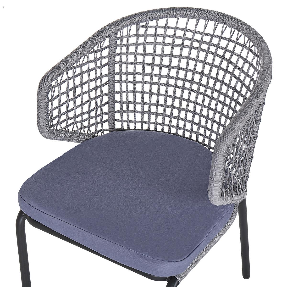 GARTENSTUHL 2er-Set Aluminium schwarz/grau Palmi - Schwarz/Grau, Metall (50/81/50cm) - Beliani