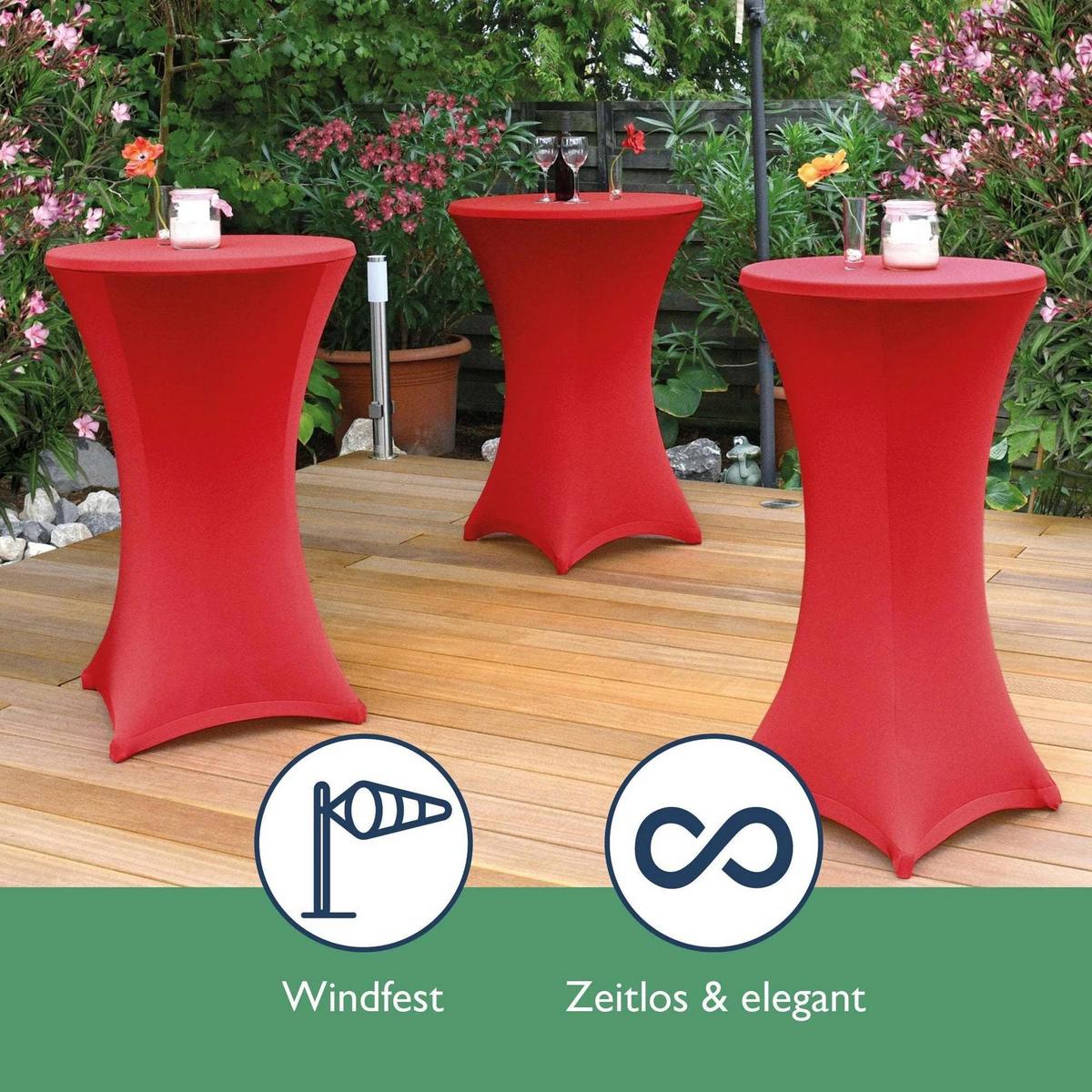 STEHTISCH Sylt Ø 70cm Grau mit Stella Stehtischhusse Ø 70cm Rot - Rot, Kunststoff/Textil (70/70/110cm) - Beautissu 
