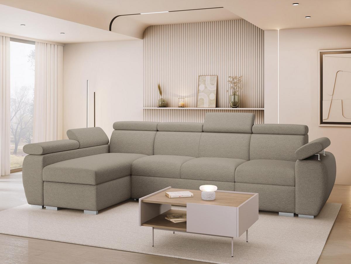ECKSOFA Boston LCP, Seite: Links LCP+2R+1P(65) - Kaschmir/Silberfarben, Holz/Textil (320/170cm) - MIRJAN24