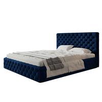 BETT 160x200 - Polsterbett mit Bettkasten und Holzrahmen - Elegant Betten - Glatter Kronos-Stoff - Kollektion Miami, Blau - Blau, Holz/Kunststoff (160/200cm) - Alpi-Möbel