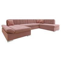 ECKSOFA Bergen Premium, Seite: Links - Silberfarben/Rosa, Holz/Textil (345/76/205cm) - MIRJAN24
