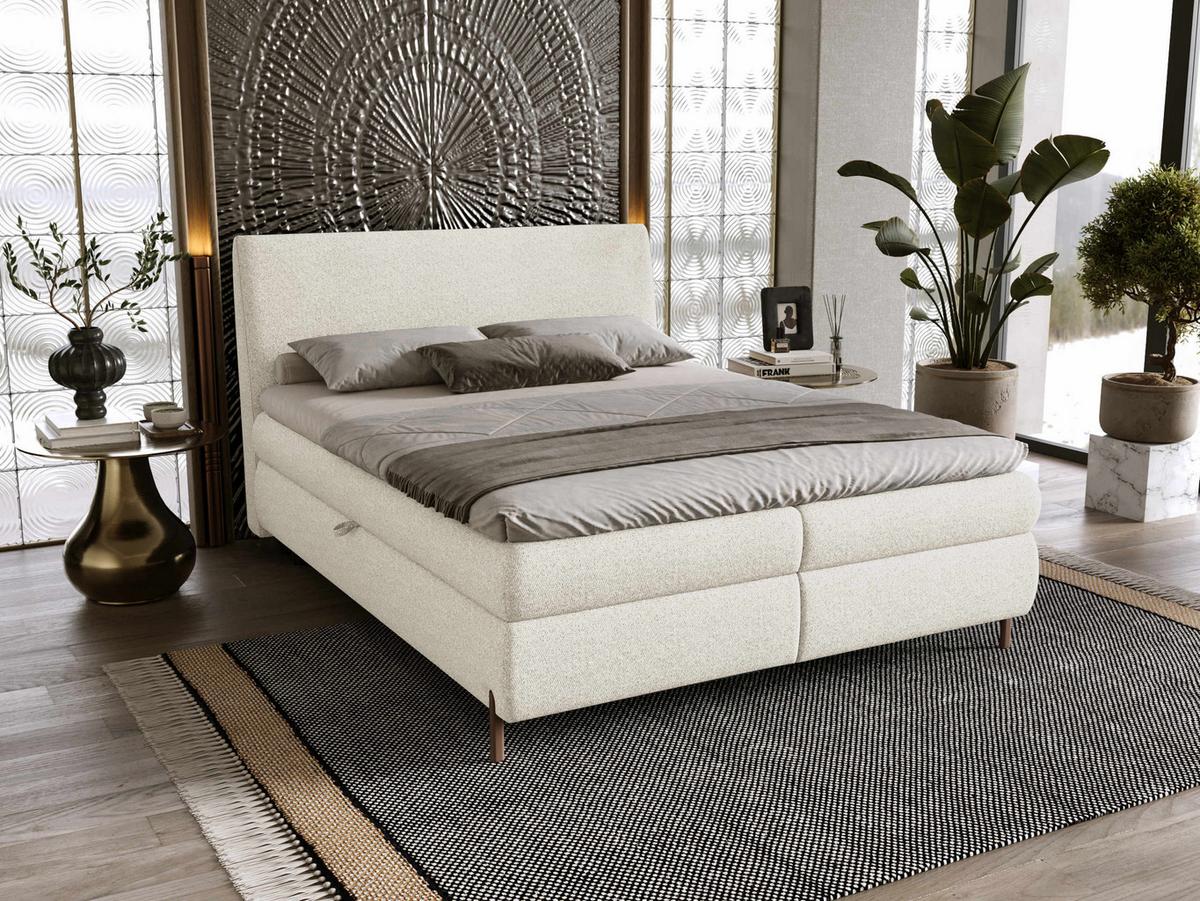 BOXBETT Evia - H3 - Creme/Braun, Holzwerkstoff/Textil (140/200cm) - MIRJAN24