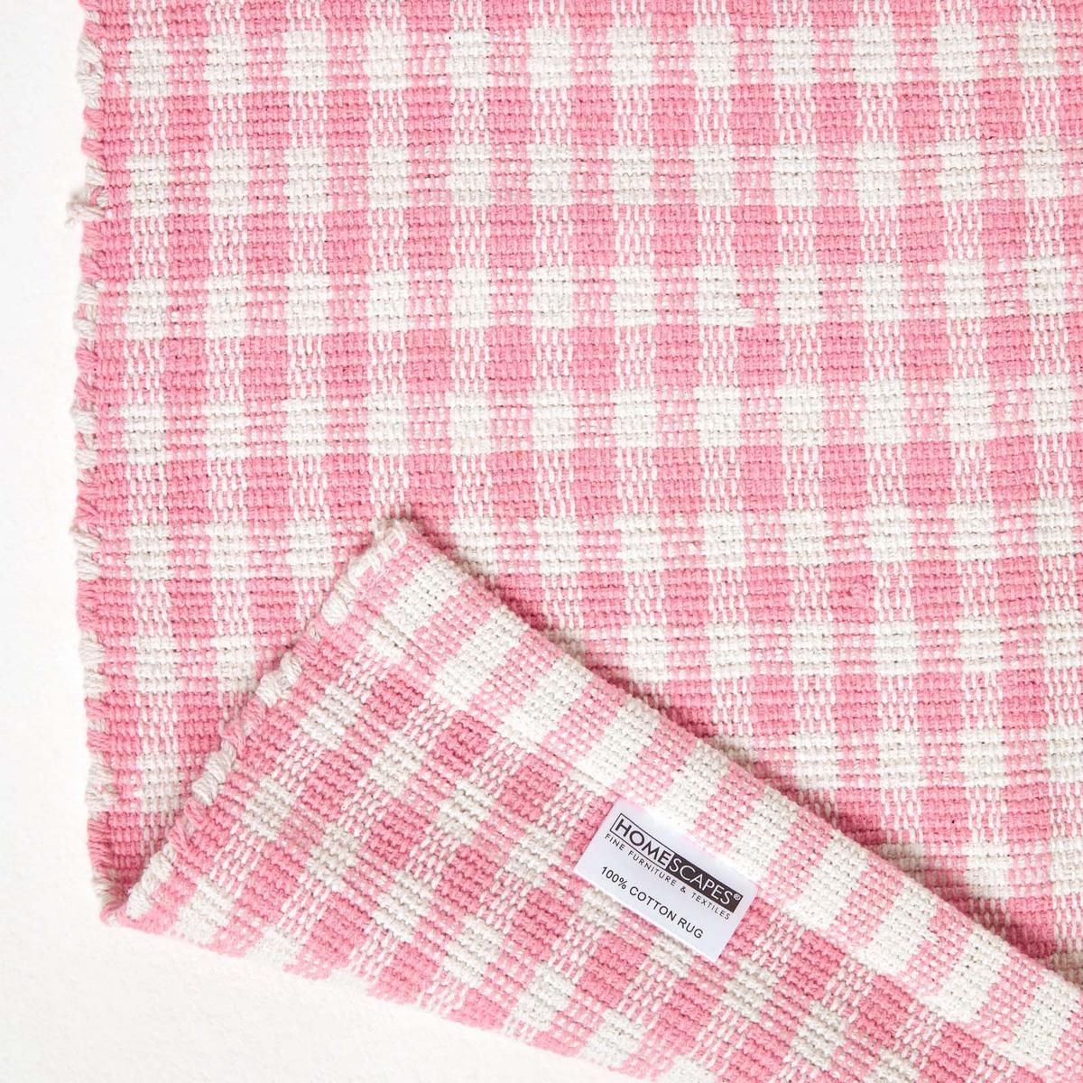 TEPPICHLÄUFER Vichy-Karo Baumwolle 66/200 cm - Rosa, Textil (66/200cm) - Homescapes