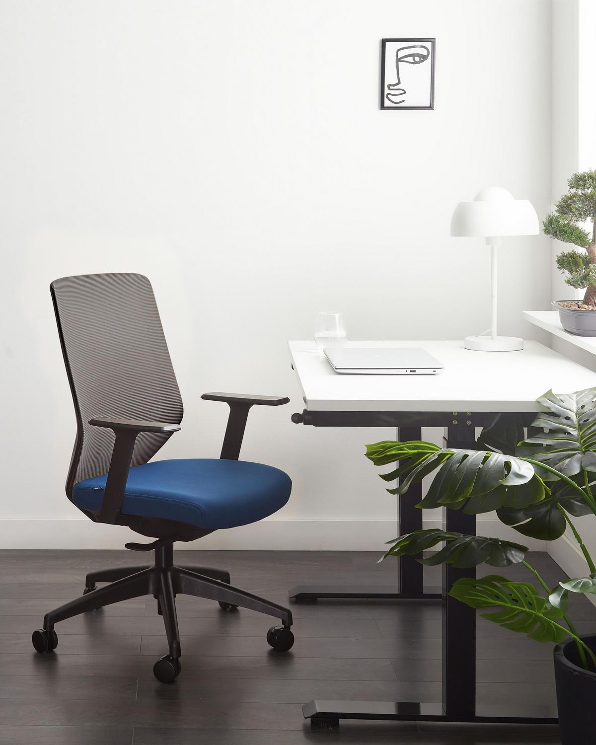 BÜROSTUHL Blau Virtuoso - Blau/Schwarz, Textil (53/97/53cm) - Beliani