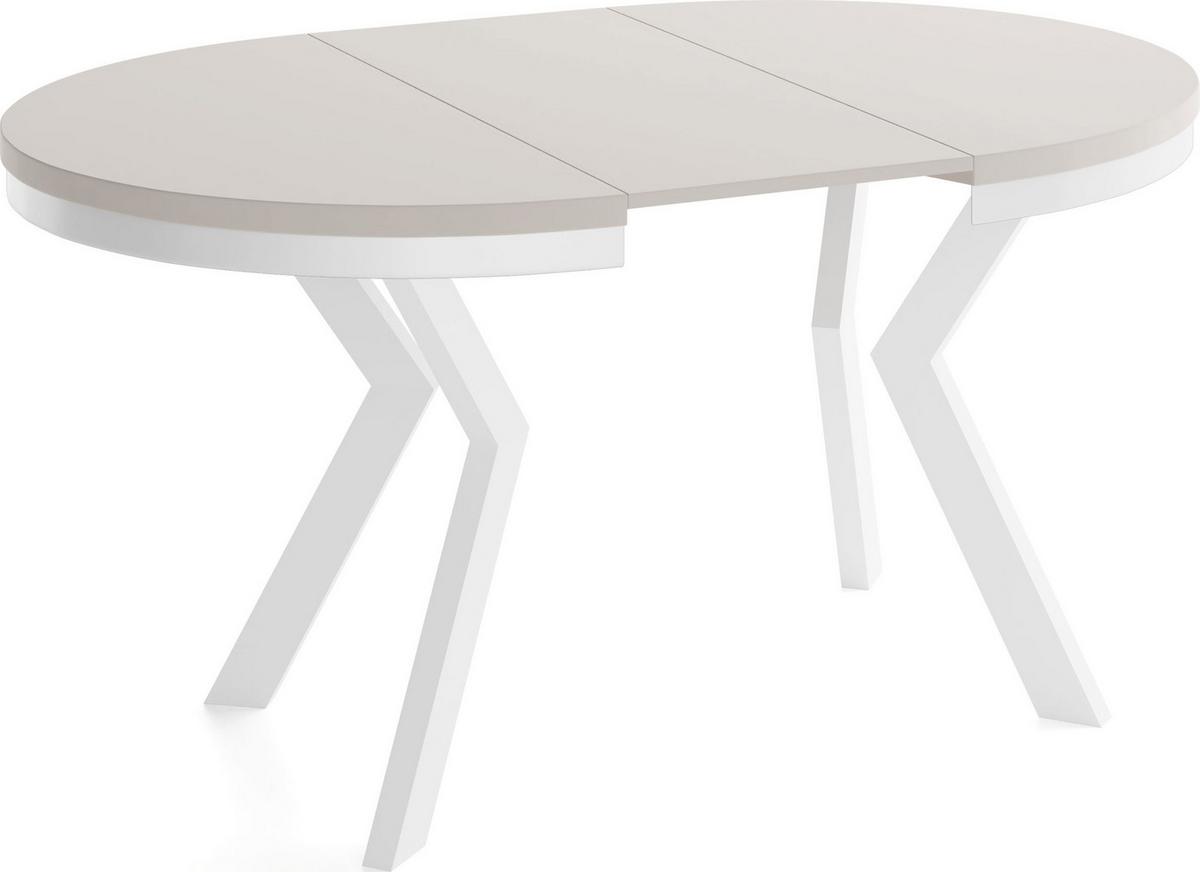 ESSTISCH Savio Weiß Neo rund ausziehbar verlängerbar, Kaschmir 80-130/80/77 cm - Kaschmir/Beige, Holz/Holzwerkstoff (80/130/77cm) - WFL GROUP