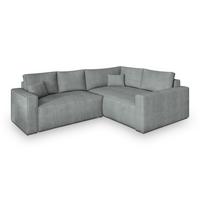 ECKSOFA ERONIS R-S Hellgrau Kordstoff mit Schlaffunktion - Hellgrau, Holz (265/194cm) - MASSENO