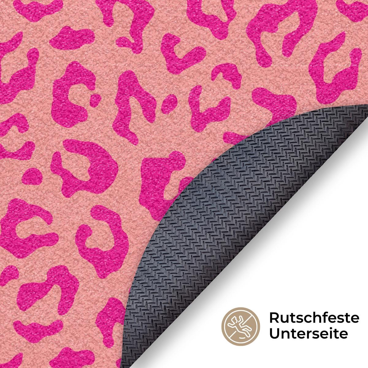FUSSMATTE Pantherdruck - Rosa - Tierdruck - Minimalistisch Sauberlaufmatte 90x90 cm - Pink, Kunststoff (90/90cm) - MuchoWow