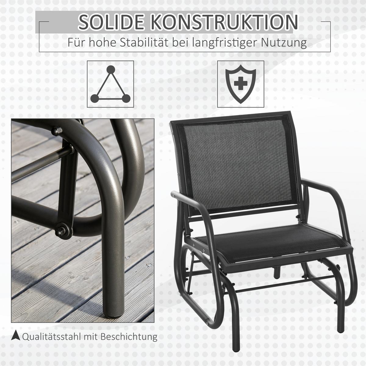 SCHAUKELSTUHL Garten Gartenstuhl Relaxstuhl Gartenschaukel Metall Schwarz - Schwarz, Metall (66/85/70cm) - Outsunny