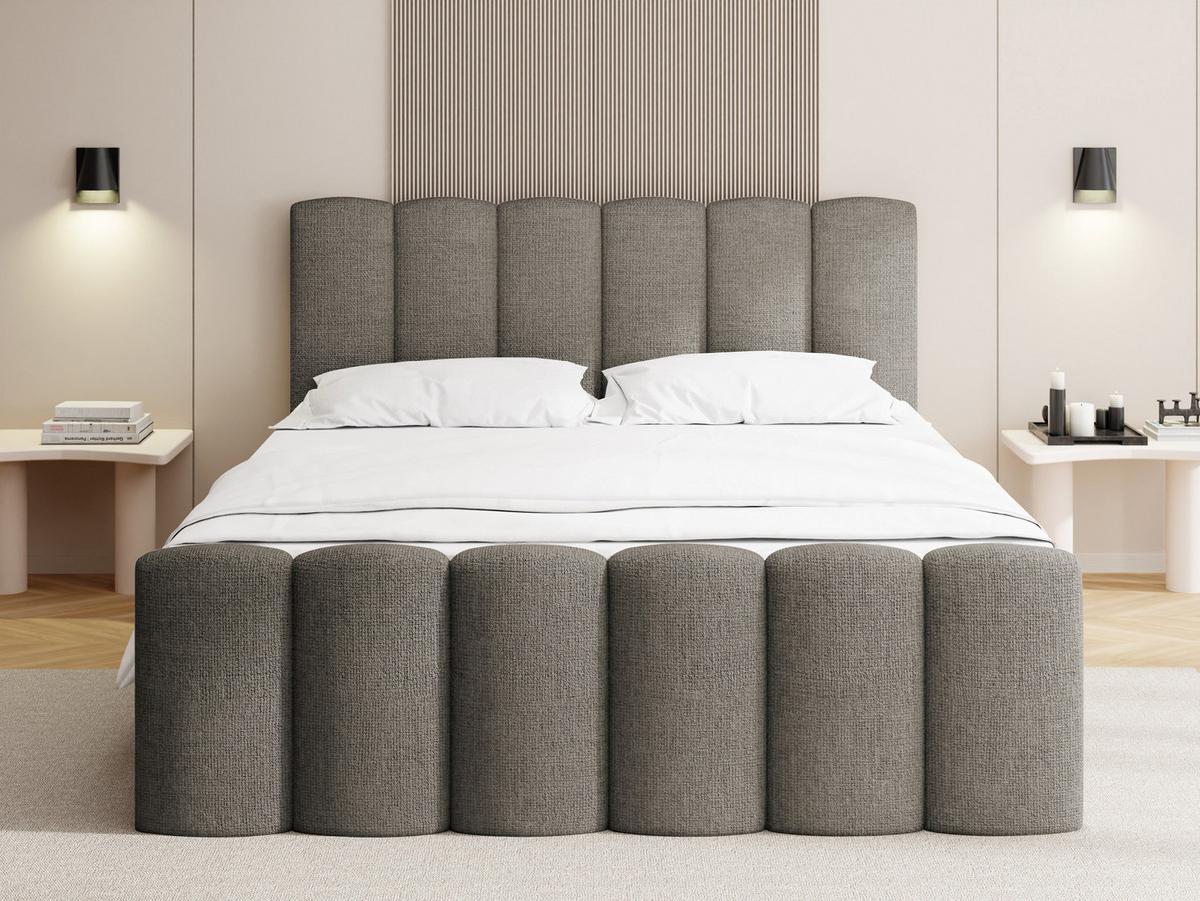 BOXBETT Serenity mit Bettkasten, Taupe Chenille 120x200 cm – inkl. H4 Taschenfederkern Matratze & Foam Topper - Taupe/Beige, Holz/Holzwerkstoff (120/200cm) - WFL GROUP