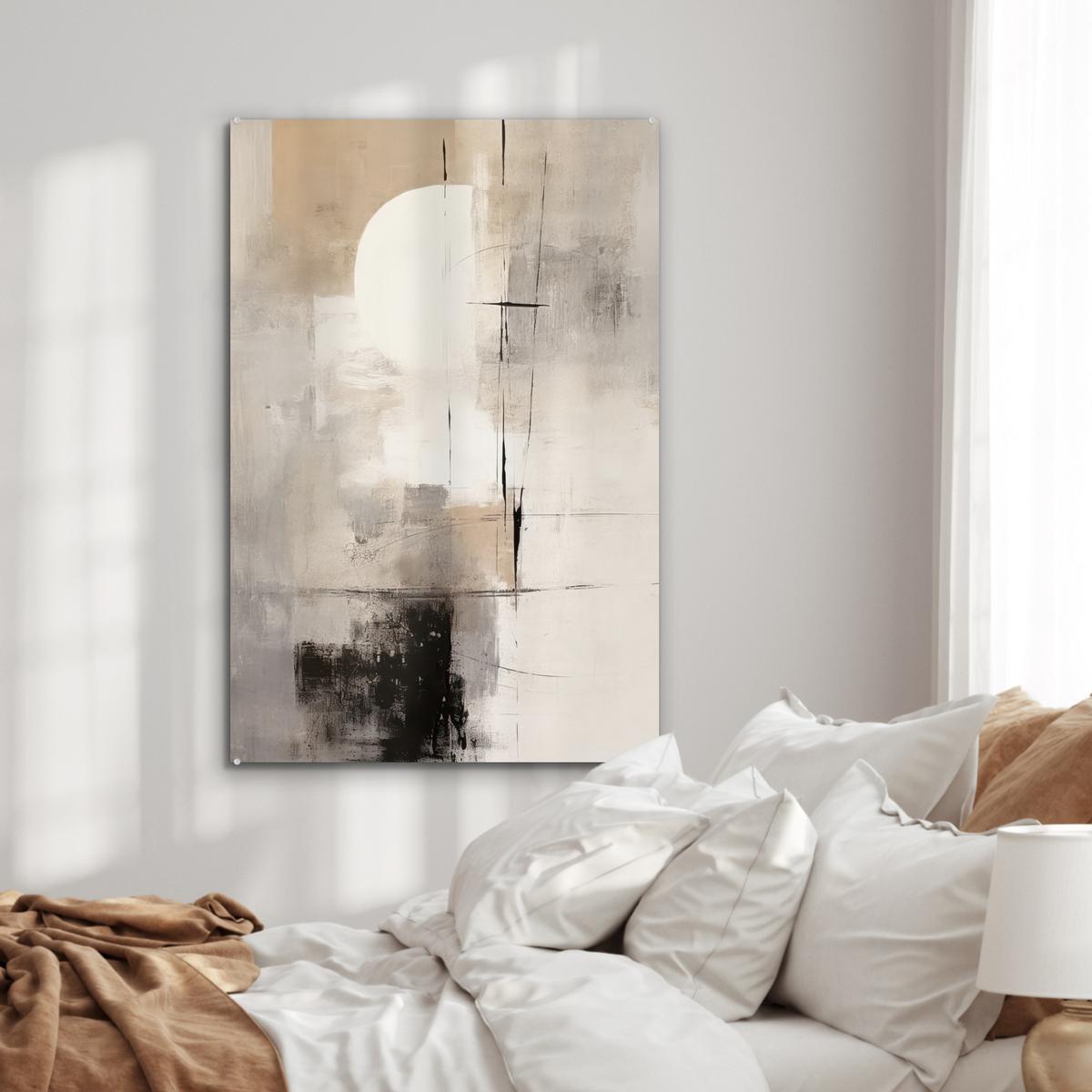 ACRYLGLASBILD Abstrakt - Kunst - Grau 80x120 cm - Hellgrau, Glas (80/120cm) - MuchoWow