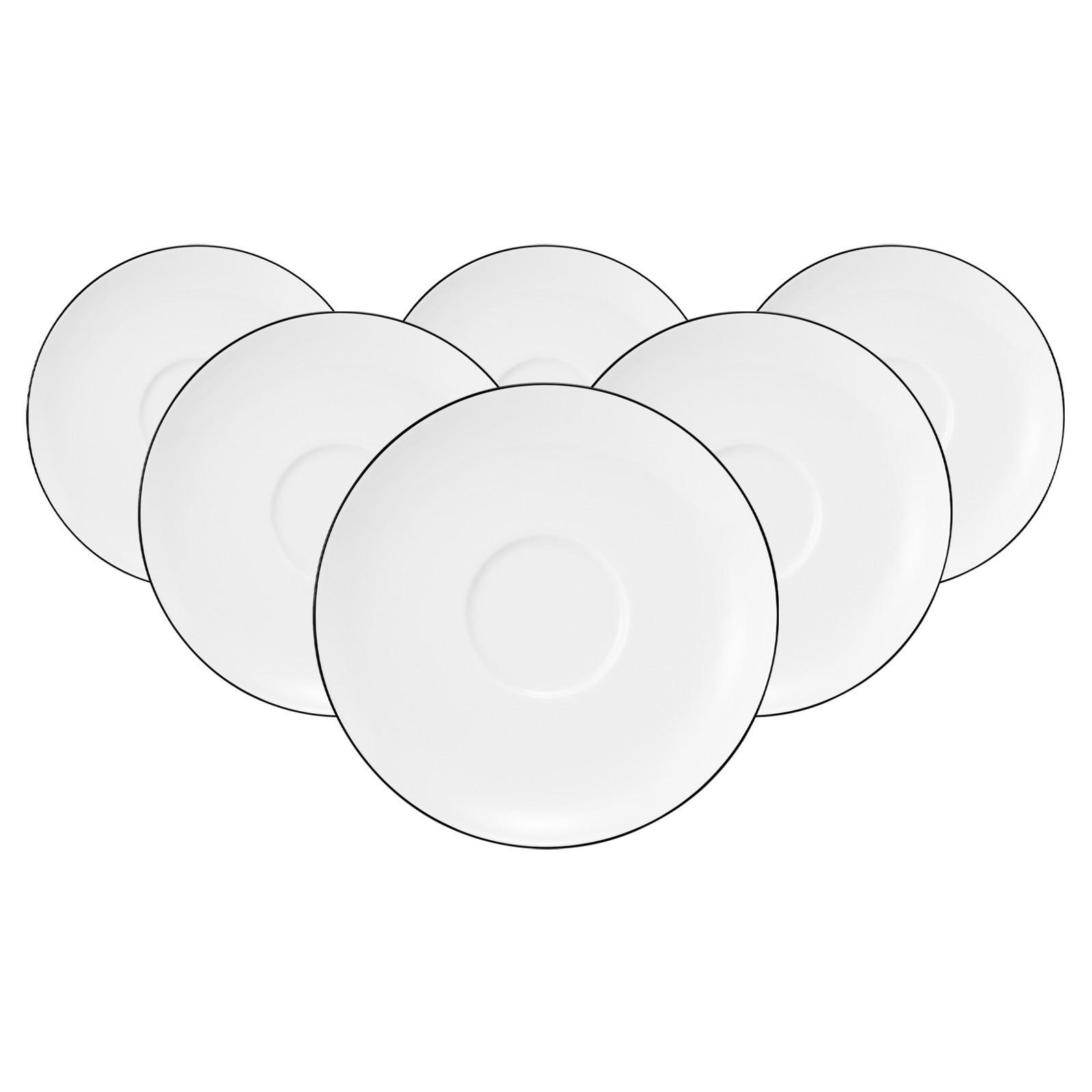MILCHKAFFEEUNTERTASSEN Lido Black Line weiß ø 16 cm 6er Set - Weiß, Keramik (16cm) - Seltmann Weiden