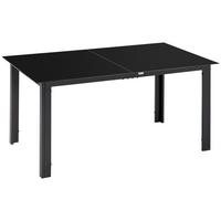 GARTENTISCH, Schwarz, Aluminium, Glas - Schwarz, Glas/Metall (150/90/74cm) - Outsunny