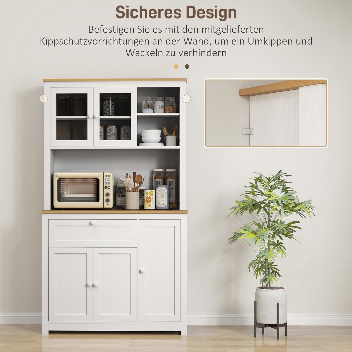 KÜCHENSCHRANK aus MDF 100/40/180 cm Weiß - Weiß, Holzwerkstoff (40/180/100cm) - HOMCOM