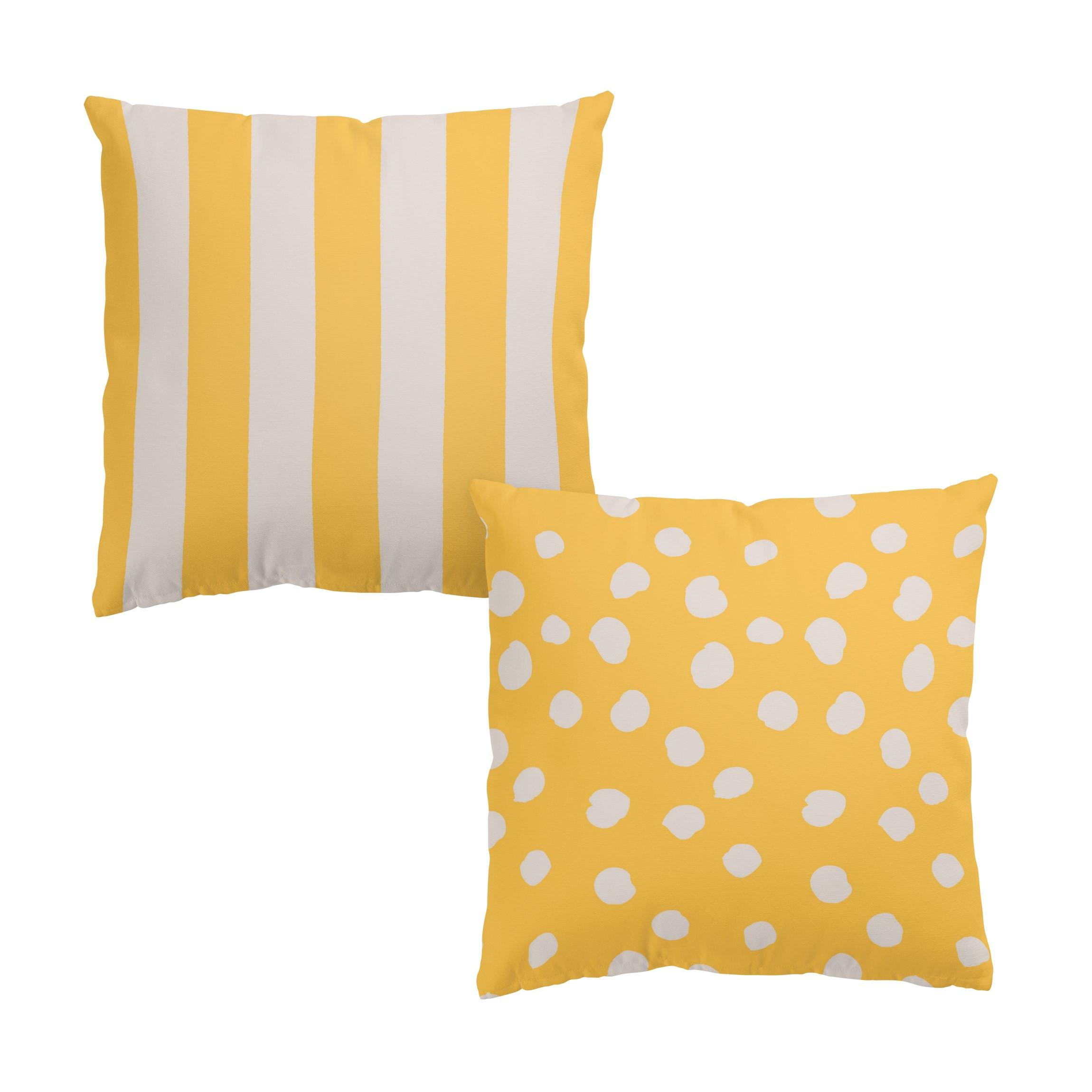DEKOKISSEN 2er-Set Mighty Mango Punkte und Streifen Duo 40/40 cm - Gelb, Textil (40/40cm) - Bilderwelten