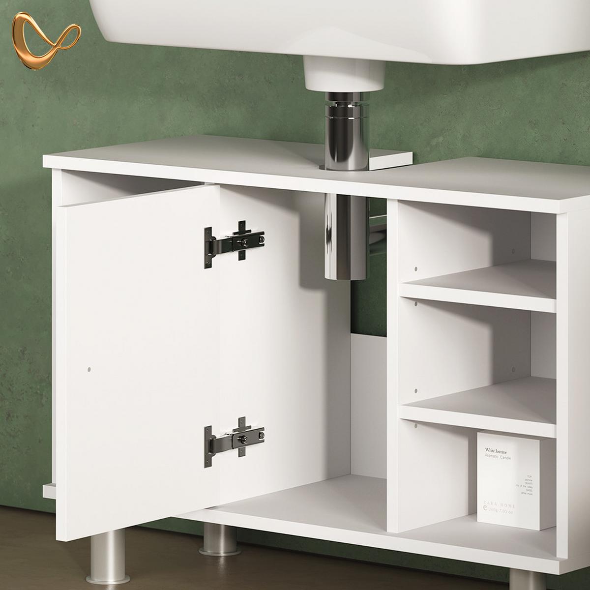 WASCHBECKENUNTERSCHRANK Fucino Weiß 80 x 54 cm - Weiß, Holzwerkstoff (80/54/32cm) - Livinity®