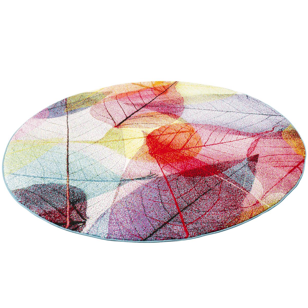 DESIGNER TEPPICH FARO TROPICAL BLÄTTER RUND - Multicolor, Textil (120/120cm) - Pergamon