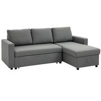 ECKSOFA mit Schlaffunktion Stauraum Eckcouch mit Chaiselongue Schlafsofa L-Form - Hellgrau/Schwarz, Kunststoff/Textil (146/211.5cm) - HOMCOM