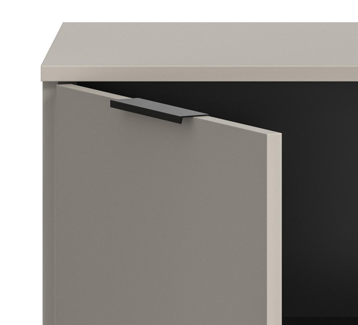 WOHNWAND kaschmir, schwarz 3-teilig 305 cm, Komplettset mit Soft-Close-Funktion - Kaschmir/Schwarz, Holzwerkstoff/Kunststoff (305/192/41cm) - Inn.Furn