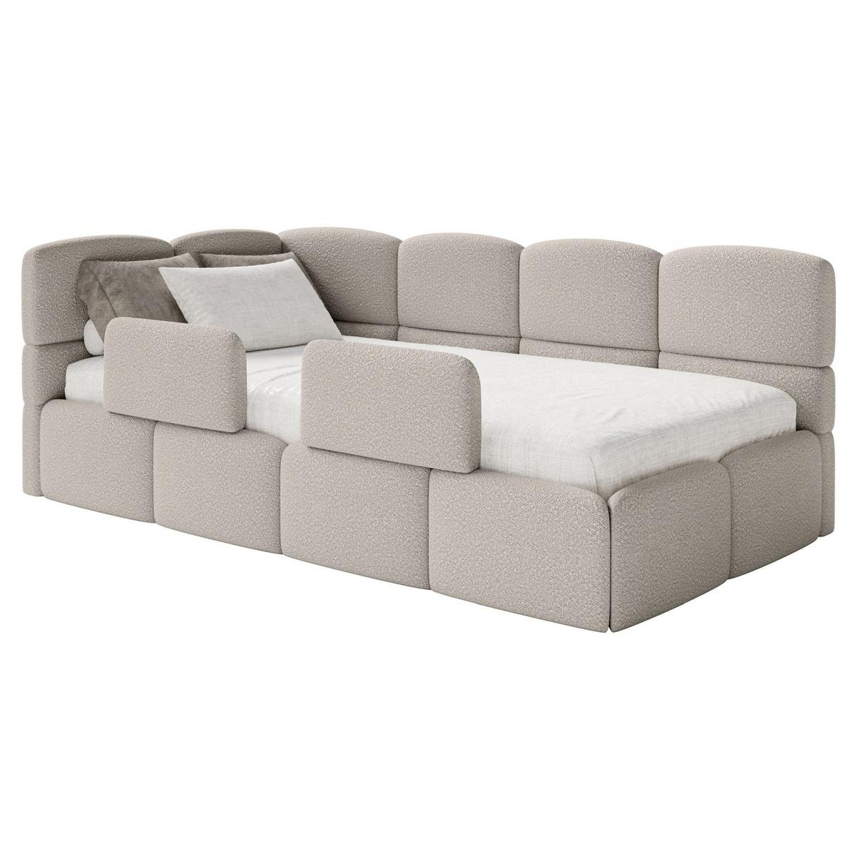 JUGENDBETT Cloudy links mit Rausfallschutz Bouclé Greige - Taupe, Kunststoff/Textil (90/200cm) - Selsey
