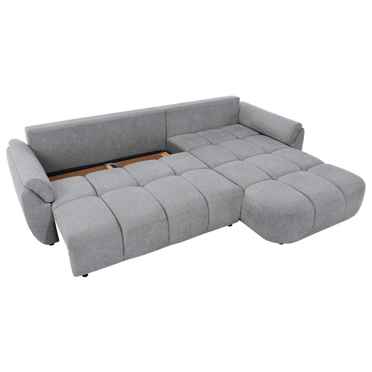 ECKSOFA Massimo, universelle Eckschlafsofa 280 cm mit Schlaffunktion und Bettkasten, Hellgrau - Hellgrau, Textil (283/204cm) - Beautysofa