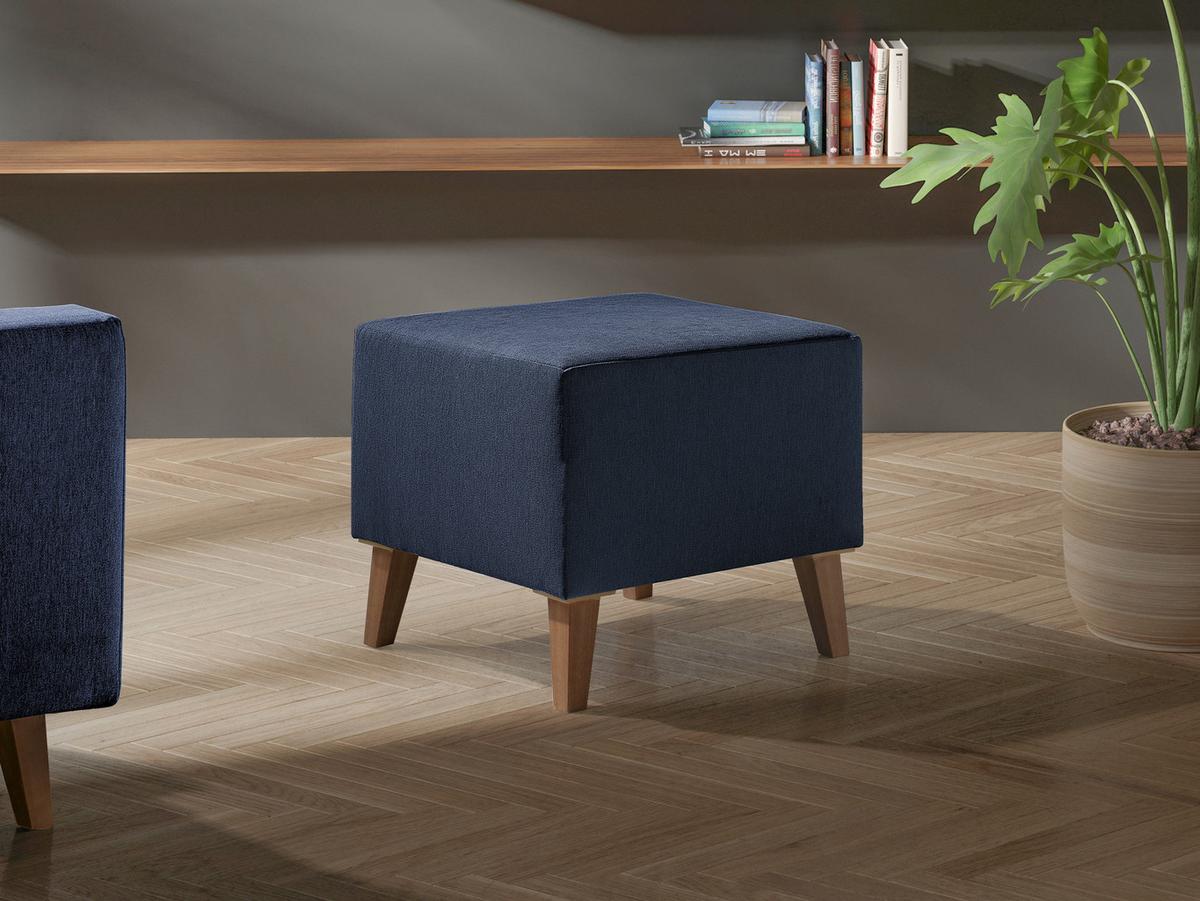 POLSTERHOCKER Oviedo - Blau, Holz/Kunststoff (51/45/51cm) - MIRJAN24