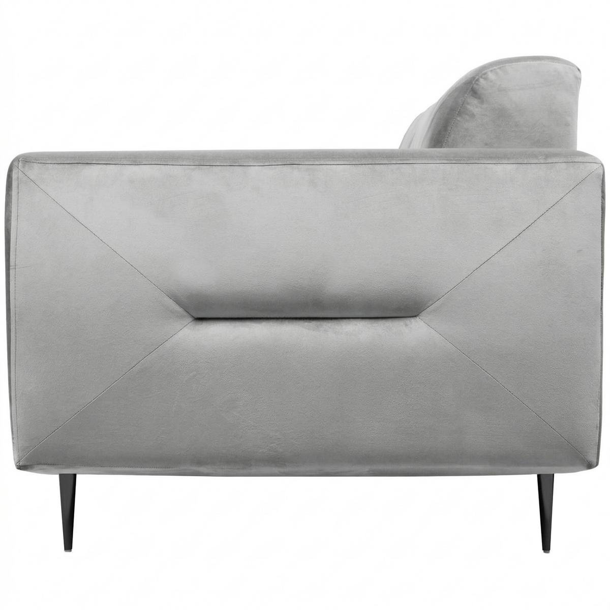 2-SITZER SOFA Venezia hellgrau mit schwarzen Beinen - Hellgrau/Schwarz, Textil/Metall (172/85/94cm) - Beautysofa