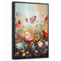 LEINWAND Bilder mit Rahmen - Blumen - Kunst - Natur - Ölgemälde - 40x60 - Multicolor, Textil (40/60cm) - MuchoWow