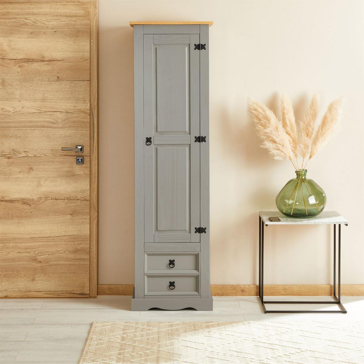 SCHUHSCHRANK TEQUILA grau/braun - Braun/Grau, Holz (53/190/38cm) - IDIMEX