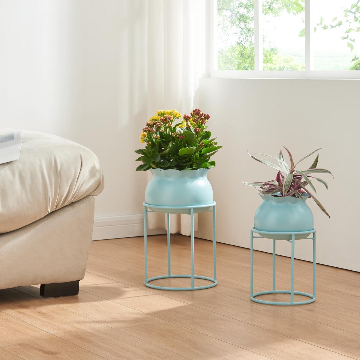 BLUMENSTÄNDER Assen - Hellblau, Metall (19.5/19.5/31.5cm) - [en.casa]