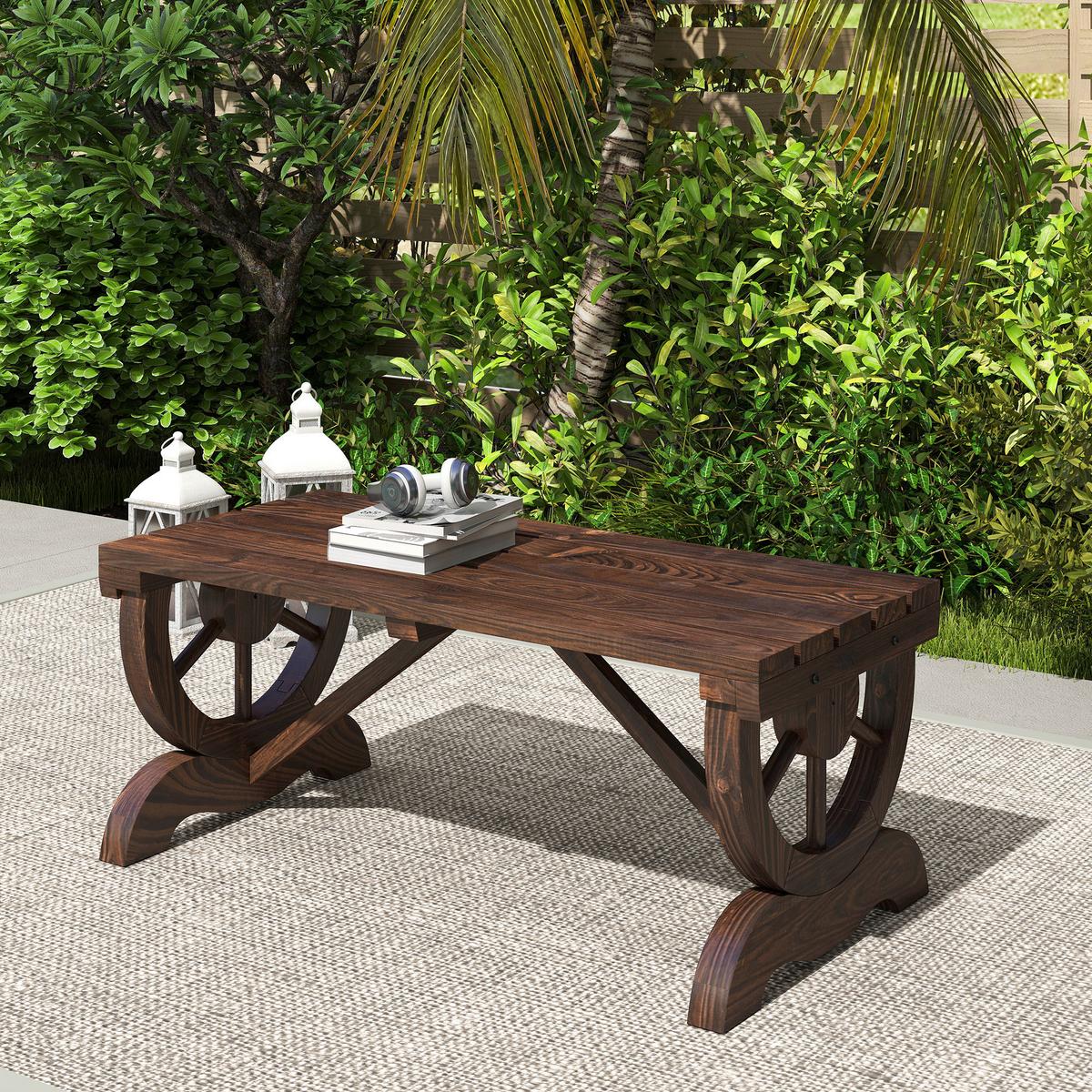 GARTENBANK aus Holz, Wetterfest, Sitzbank, Gartenmöbel, Rustikale, Bank, Braun - Braun, Holz (50/39.5/98cm) - Outsunny