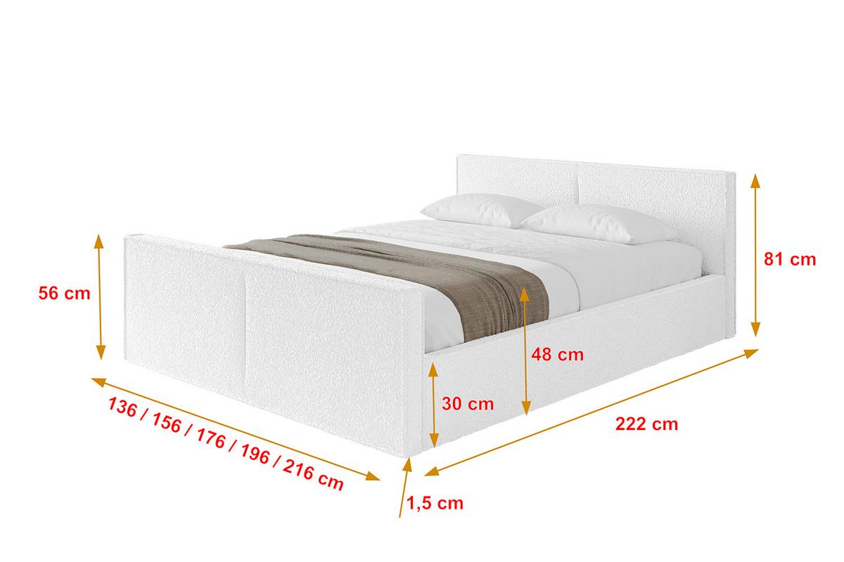 POLSTERBETT mit Bettkasten, Fußteil und Lattenrost, Boxbett mit Matratze H3/H4 - EMMI-Z-V1 180x200 Weiß - Weiß, Holzwerkstoff/Textil (180/200cm) - ALTDECOR