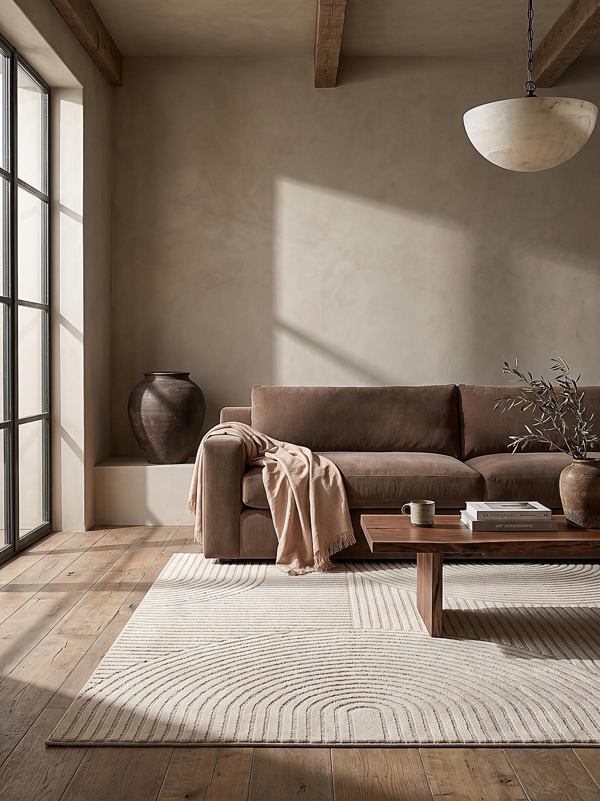 TEPPICH Kurzflor CETINA Geometrisch Polypropylen-Polyester Beige 120 x 170 cm - Beige, Textil (120/170cm) - KADIMA DESIGN