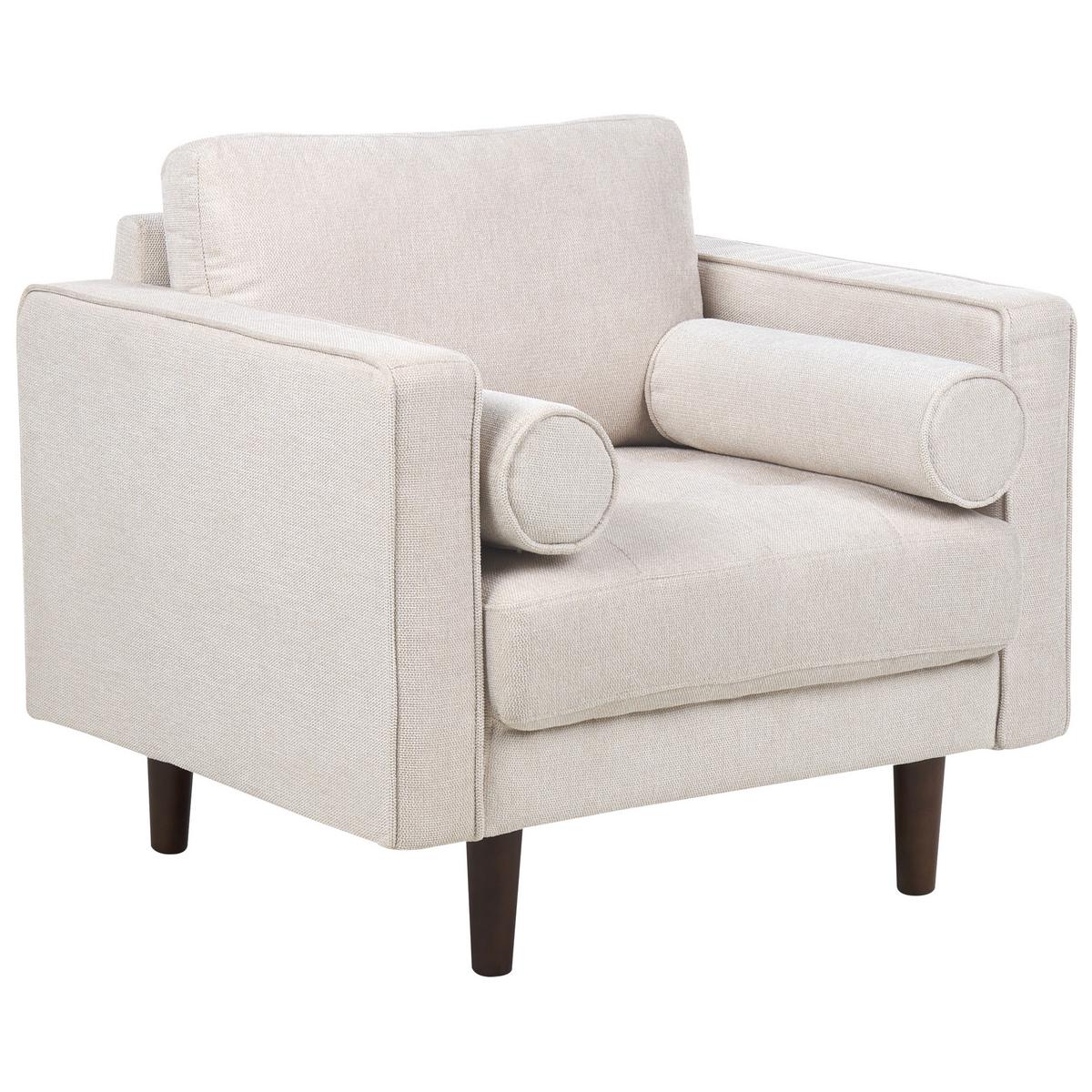 2-SITZER-SOFA Set mit Sessel hellbeige Nurmo - Dunkelbraun/Beige, Textil (74/78/140cm) - Beliani