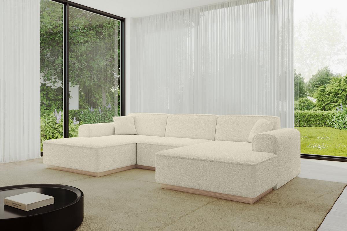 WOHNLANDSCHAFT IREA-U1 - 301x165x80 cm Beige - Champagner/Creme, Holzwerkstoff/Textil (301/80/165cm) - ALTDECOR