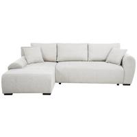 ECKSCHLAFSOFA Dallas mit Bettkasten, 255 cm, Creme, links, Velour-Stoff - Beige, Textil (255/175cm) - Beautysofa