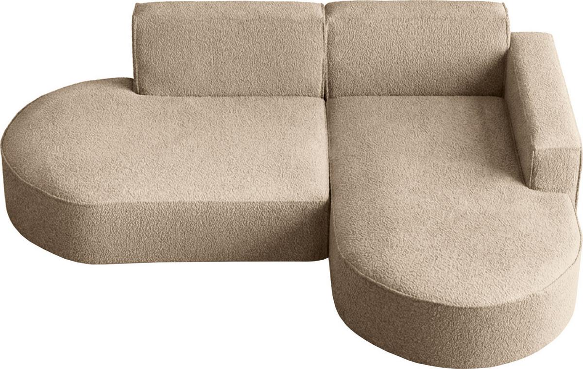 ECKSOFA Hana L-Form 3-Sitzer Ecke Rechts, Boucle, Dunkelbeige 241/73/168 cm - Hellbraun/Beige, Textil/Metall (168/241cm) - WFL GROUP