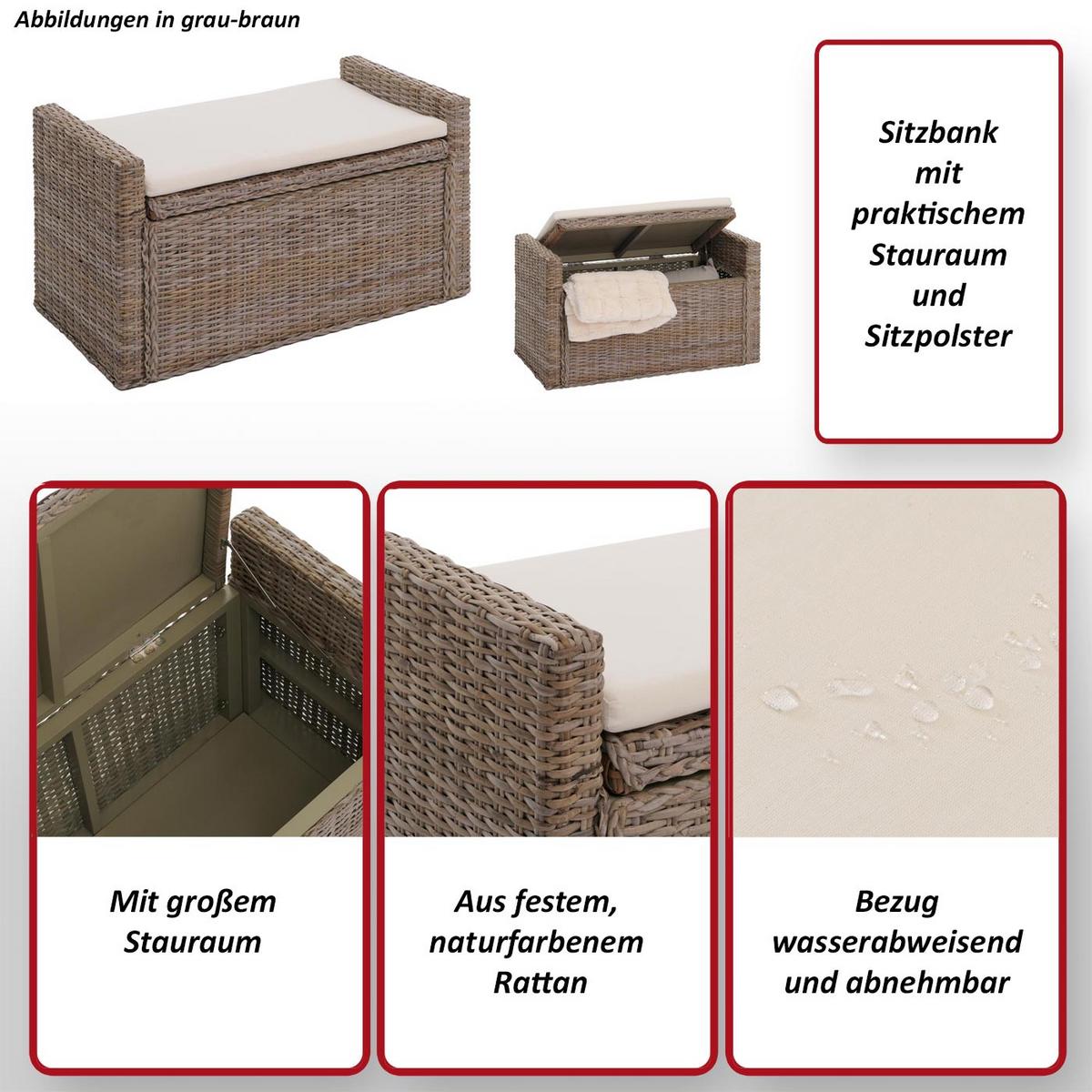 AUFBEWAHRUNGSTRUHE Grau, Braun - Braun, Holz (88/51/44cm) - MCW
